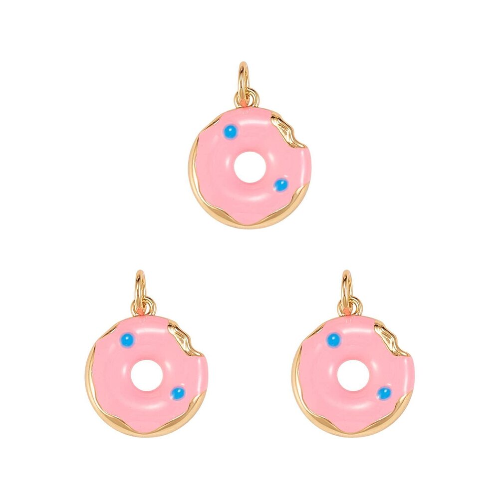 6258 5 Pcs Pink Doughnut Enamelled Charm Brass Enamel Charms Mini Sweet